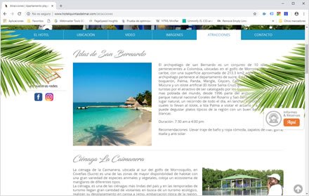 Actividades, Sitio web responsive Hotel Quintas del Mar
