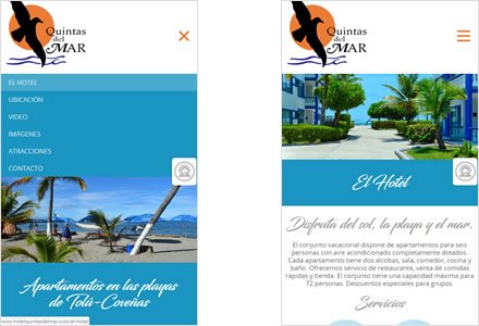 Adaptación Responsive, Sitio web responsive Hotel Quintas del Mar