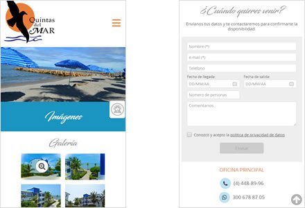 Adaptación Responsive, Sitio web responsive Hotel Quintas del Mar