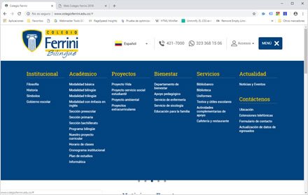Main Menu, Sitio web Joomla Colegio Ferrini