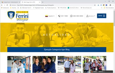 Sección interior, Sitio web Joomla Colegio Ferrini