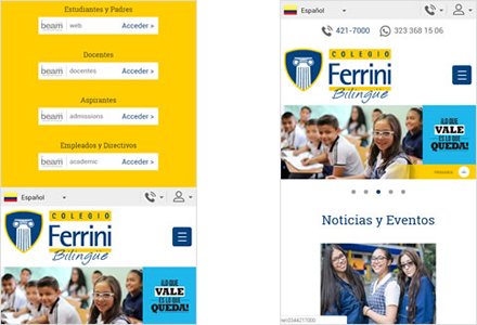 Adaptación Responsive, Sitio web Joomla Colegio Ferrini