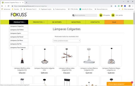 Productos, Web y tienda on-line Lámparas Fokuss