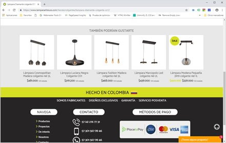Detalle producto, Web y tienda on-line Lámparas Fokuss