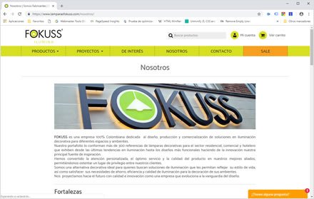 Empresa, Web y tienda on-line Lámparas Fokuss
