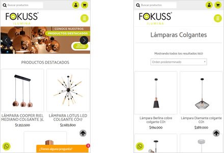 Adaptación Responsive, Web y tienda on-line Lámparas Fokuss