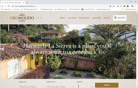 Home, Web Hotel en Wordpress Experience Oro Molido