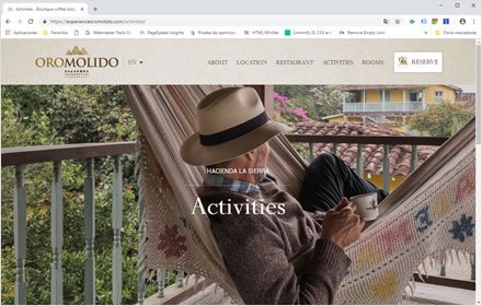 Activities, Web Hotel en Wordpress Experience Oro Molido