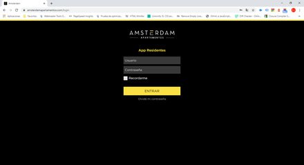 Login Administrador Unidad, WebApp para residentes Amsterdam Apartamentos