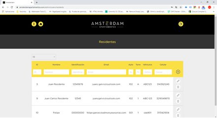 Manejo de Residentes, WebApp para residentes Amsterdam Apartamentos