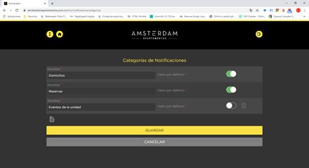 Configuración de Mensajes Push, WebApp para residentes Amsterdam Apartamentos