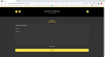 Mensaje Push Genérico, WebApp para residentes Amsterdam Apartamentos