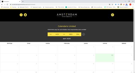 Agenda de actividades Unidad, WebApp para residentes Amsterdam Apartamentos