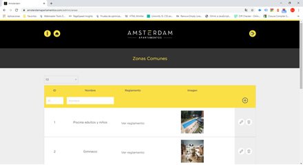 Manejo de Zonas Comunes, WebApp para residentes Amsterdam Apartamentos