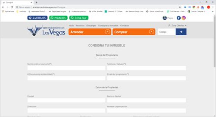 Consigne su inmueble, Interfaces web HTML5 Arrendamientos Las Vegas