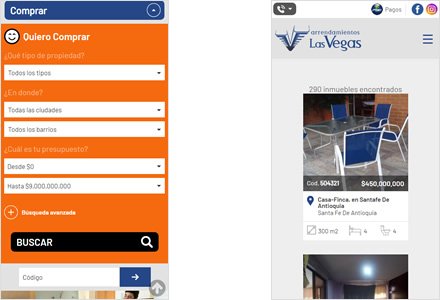 Adaptación responsive, Interfaces web HTML5 Arrendamientos Las Vegas