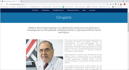 El cirujano, Sitio web HTML5 Dr. Álvaro Correa