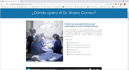 Quirófanos, Sitio web HTML5 Dr. Álvaro Correa