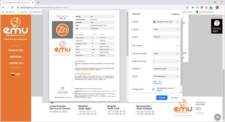 Impresión de ficha HTML, Web HTML5 administrable Industrias EMU