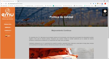 Política de Calidad, Web HTML5 administrable Industrias EMU