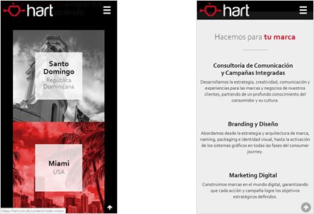 Adaptación responsive, Sitio web Wordpress Hart Publicidad