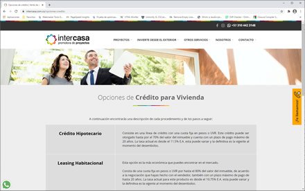 Créditos hipotecarios, Sitio web administrable Intercasa
