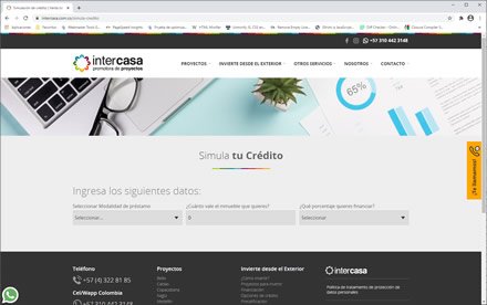 Simulador de Crédito, Sitio web administrable Intercasa