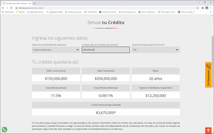 Simulador de Crédito, Sitio web administrable Intercasa