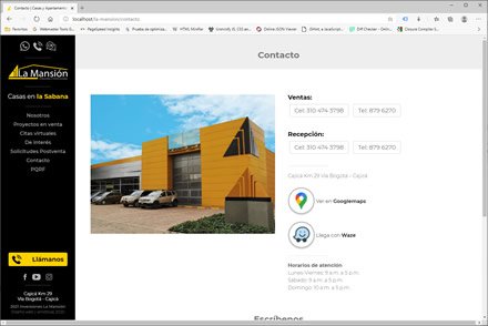 Contacto, Sitio web administrable La Mansión Inversiones
