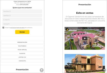 Adaptación responsive, Sitio web administrable La Mansión Inversiones