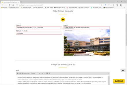 Módulo administrativo, Sitio web administrable La Mansión Inversiones