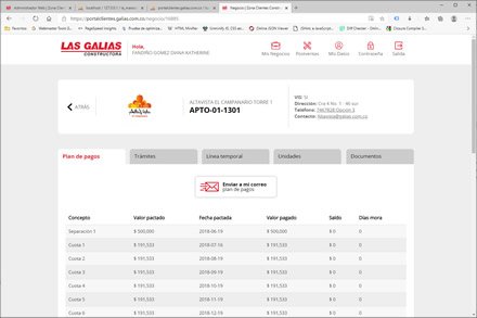 Plan de pagos, Portal de Clientes Las Galias