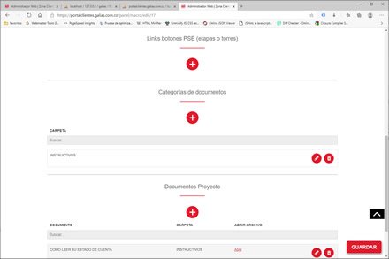 Módulo administrativo, Portal de Clientes Las Galias