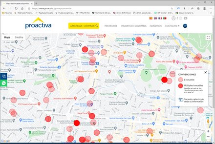 Mapa Google de Inmuebles, Sitio web administrable Inmobiliaria Proactiva