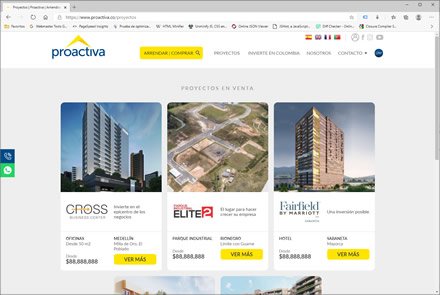 Listado de proyectos, Sitio web administrable Inmobiliaria Proactiva