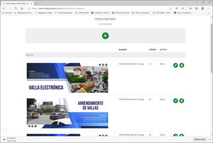 Módulo administrativo, Sitio web administrable Vallas y Avisos