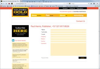 Contact Us, Periódico Web Colombia Gold Report