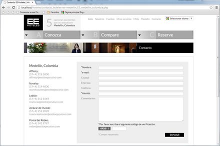 Contacto, Responsive web EE Hoteles