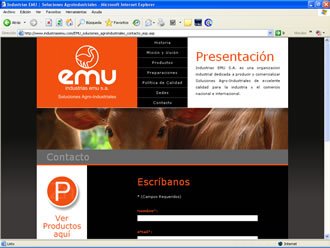Formulario de Contacto, Web Industrias EMU