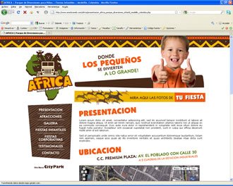 Presentación, Web Parque Africa