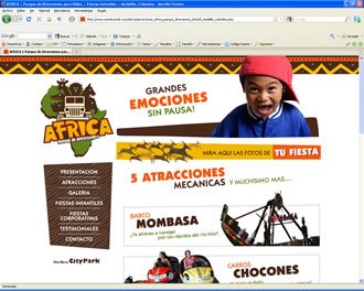 Atracciones, Web Parque Africa