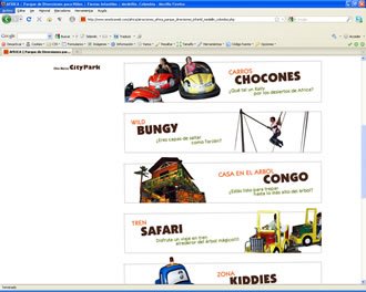 Atracciones (scroll), Web Parque Africa