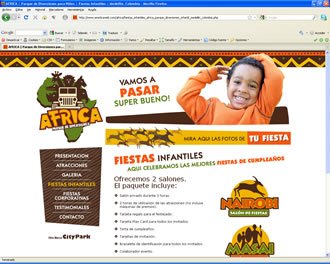 Fiestas Infantiles, Web Parque Africa