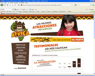 Testimoniales, Web Parque Africa