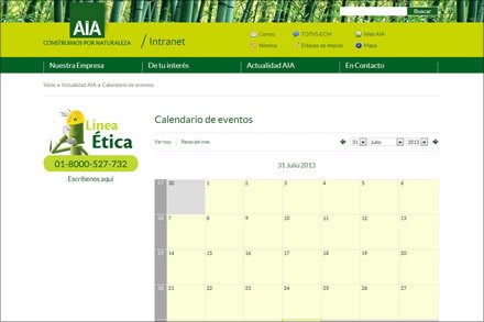 Calendario de eventos, Intranet Joomla AIA Intranet