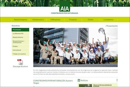 Presentación, Sitio web Joomla AIA Web