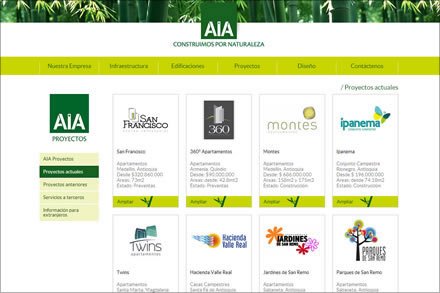 Proyectos inmobiliarios, Sitio web Joomla AIA Web