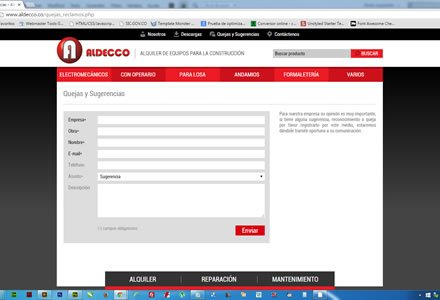 Quejas y Sugerencias, Web Responsive Admin/ Aldecco