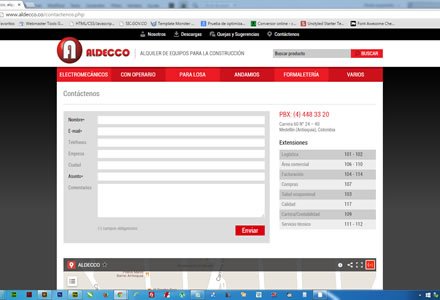 Contacto, Web Responsive Admin/ Aldecco