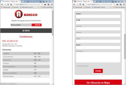 Adaptación responsive, Web Responsive Admin/ Aldecco